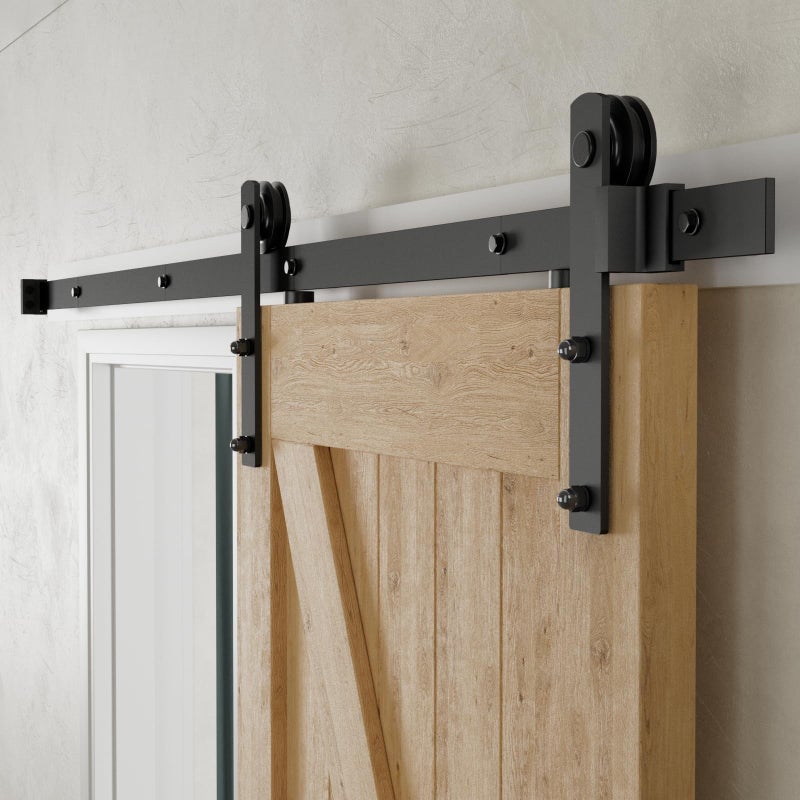 CCJH 6 Feet Heavy Duty Sturdy Sliding Barn Door Hardware Kit -Smoothly and Quietly -Easy to Install Fit 36" Wide Door Panel (I Shape Hanger) - Image 1